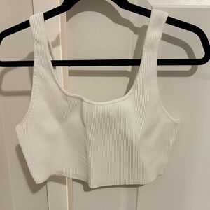 Babaton white Ribbed Women's Tank Top